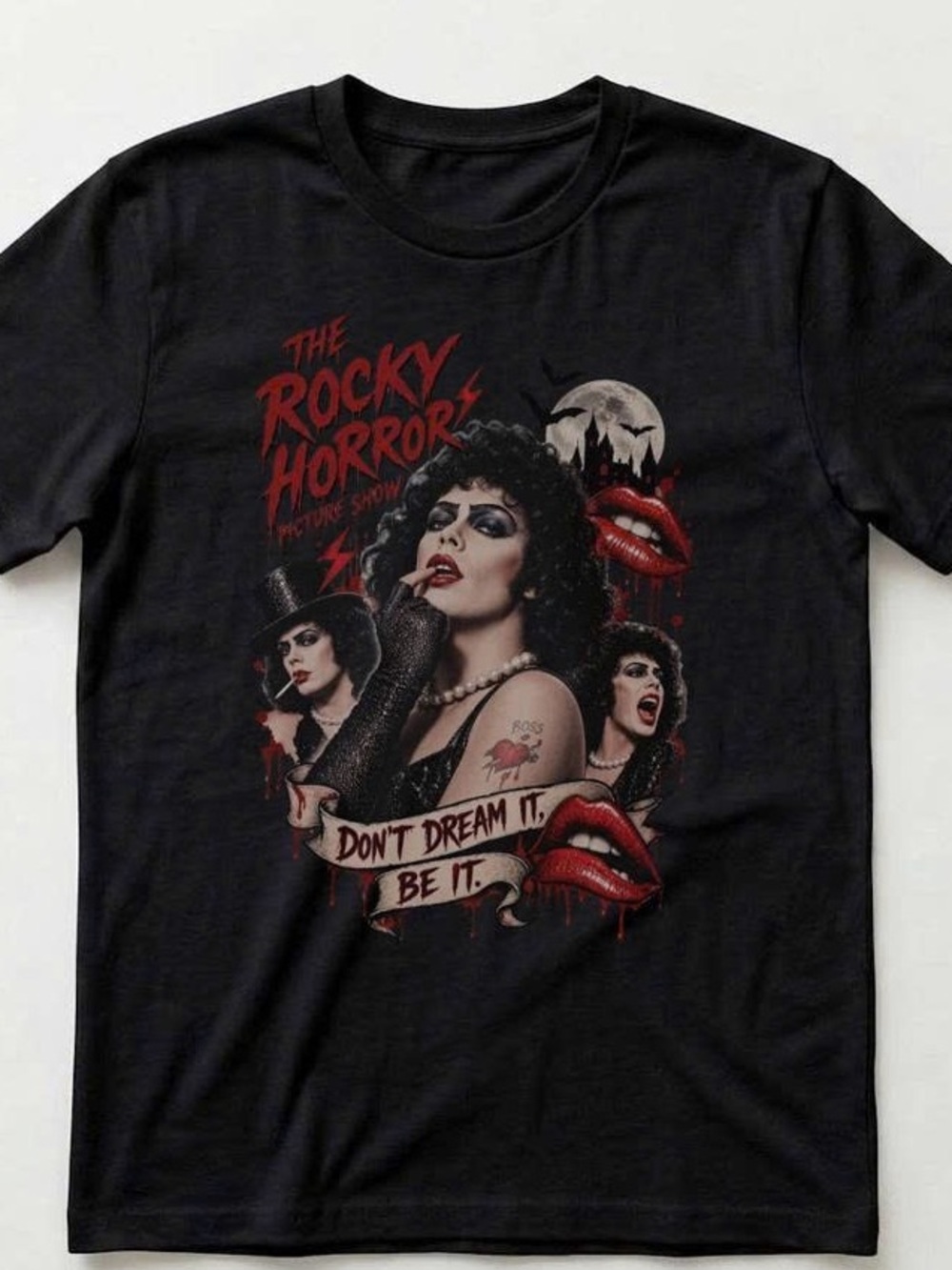 Tim Curry shitrt,Rocky Horror Graphic Tee - Black